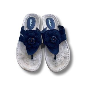 Cobbie Cuddlers Navy Suede Flower Wedge Sandal